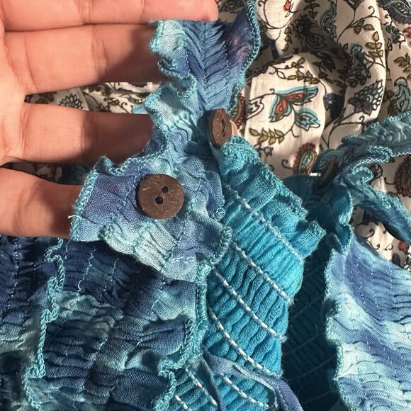 Chaudry KC Dress Women Small Colorful Floral Maxi Smocked Beach Hippie Boho New - Picture 8 of 9